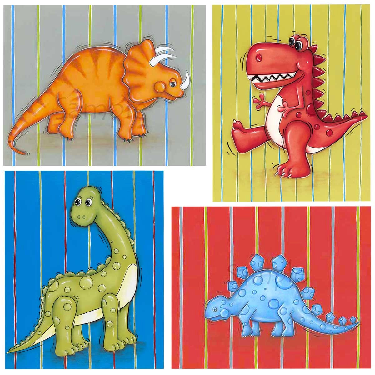 Dinosaur Wall Art Set Boys Wall Art Dinosaur Decor Art Etsy
