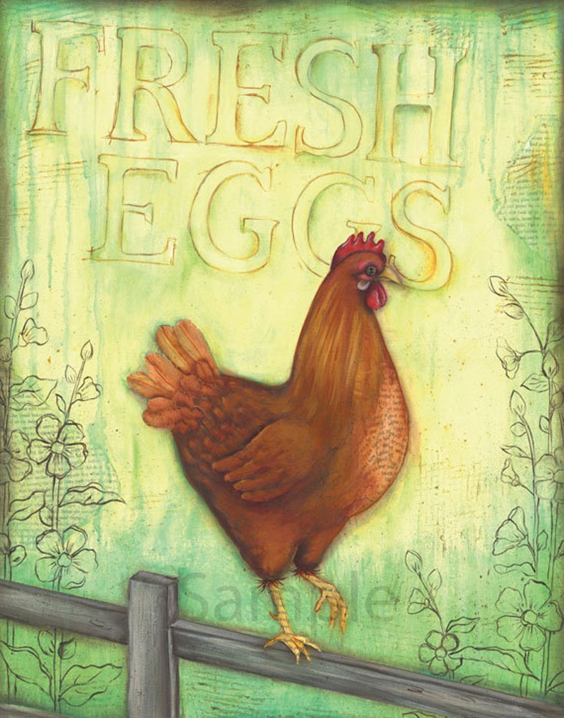 Kitchen Wall Art Fresh Eggs Chicken Wall Art Chicken Decor | Etsy