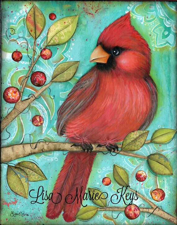 Cardinal Bird Wall Art Bird Home Decor Wall Art Cardinal Etsy