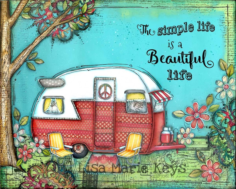 Camper Wall Art Happy Camper Travel Art Home Decor Wall Art Etsy
