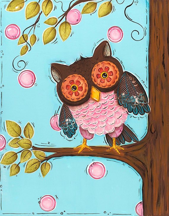 Arte De La Pared Del Buho Arte De La Pared De Los Ninos Etsy