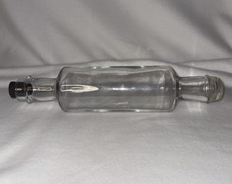 Raro mattarello in vetro Maryland degli anni '20 con tappo in metallo, vintage, modellato