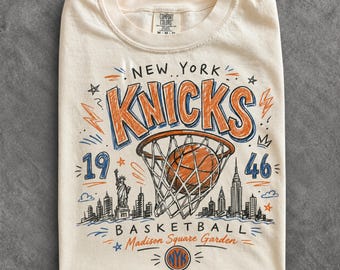 Basketbalshirt New York, retro NYC Hoops-T-shirt, vintage streetwear sportgraphic, comfortkleuren cadeau