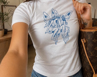 Medieval Fairy Baby Tee, Fairycore Graphic Shirt, Y2K Fantasy Top, Dark Academia Gift
