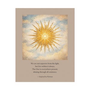 Radiant Divine Light, Plotinus Inspired Sunburst, Celestial Spiritual Art Print, Mystical Light Symbolism, Archival Watercolor Paper