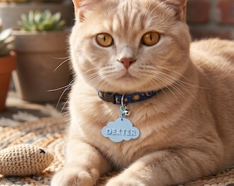 Placa de identificación personalizada para mascotas, placa de identificación para perros en tonos pastel, placa de identificación personalizada para gatos, colgante ligero impreso en 3D para collar, placa de identificación ecológica y adorable para perros.
