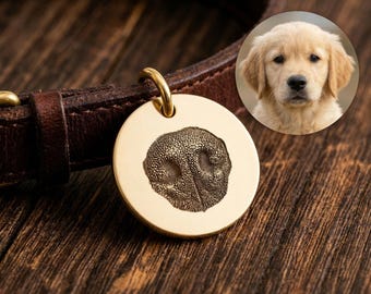 Placa de identificación personalizada para perros, identificación con huella de nariz real de la mascota, regalo para nuevos dueños de perros, placa personalizada para gatos, amuleto de seguridad para mascotas