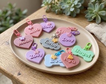 Placa de identificación para mascotas, placa personalizada para mascotas, placa para perros adorable, placa de identificación personalizada para gatos, colgante para collar impreso en 3D ecológico, placa para mascotas de estilo acrílico.