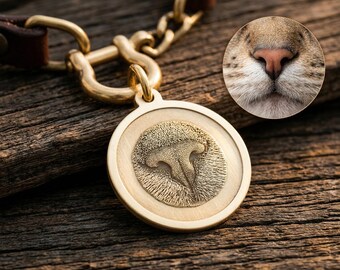 Placa de identificación redonda para mascotas, dije grabado con retrato de perro, regalo para amantes de las mascotas, placa de identificación personalizada para gatos, accesorio para collar de perro