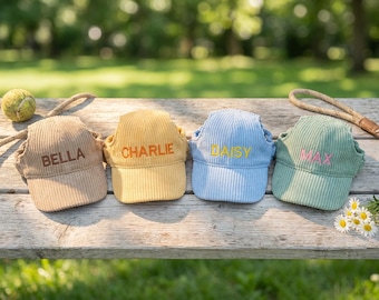 Gorro personalizado para perro con orificios para las orejas, gorra de béisbol personalizada bordada para mascotas, visera de pana para perro, gorro personalizado para gato, regalo para mamás perrunas
