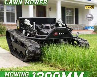 Anpassad terrängrobotgräsklippare med gummiband och smart fjärrkontroll!