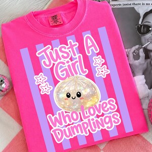 Bara en tjej som älskar dumplings randig PNG, söt dumpling-t-shirtdesign, kawaii dumplingälskare PNG, sublimeringsdesign för matflicka bild 2