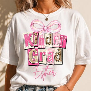 Personalized Kinder Grad PNG, Custom Kindergarten Graduation Girl PNG, Cute Bow School Grad Digital Download PNG Design
