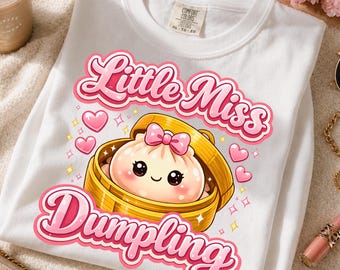 Little Miss Dumpling PNG: Söt kawaii matgrafik, flickaktigt rosa estetisk png, söt tecknad design (digital nedladdning)