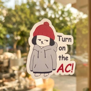 Grumpy Dog AC Sticker | Funny Summer Vinyl Decal (Waterproof)