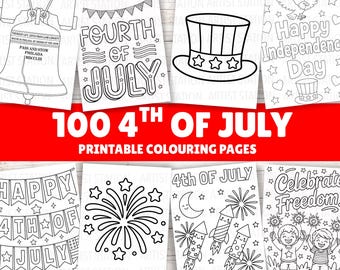4th Of July Colouring Book | 100 Sheets | Kids Colouring Activity | Kids Colouring pages | Digital Download PDF