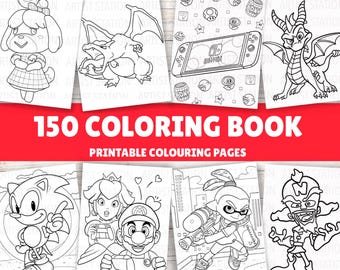 Video Game Colouring Book | 150 Sheets | Kids Colouring Activity | Kids Colouring pages | Digital Download PDF