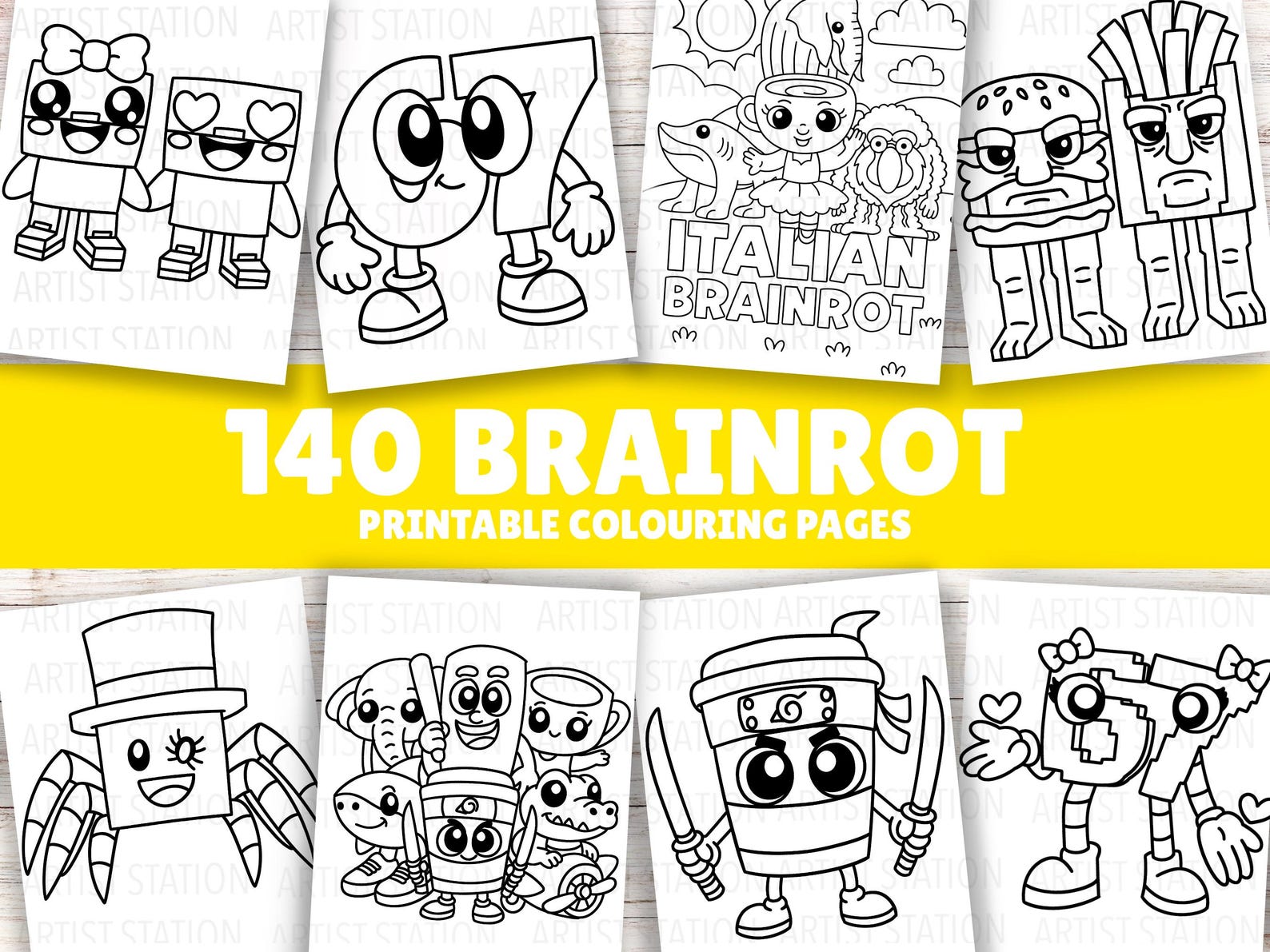 140 Brainrot Coloring Pages for Kids | Printable PDF Coloring Book ...