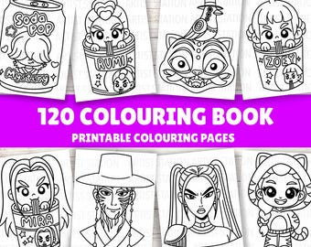 K Pop Colouring Book | 120 Sheets | Kids Colouring Activity | Kids Colouring pages | Digital Download PDF
