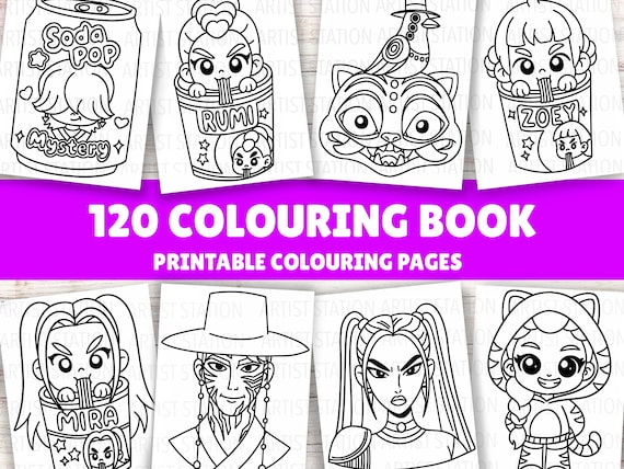 K Pop Colouring Book | 120 Sheets | Kids Colouring Activity | Kids Colouring pages | Digital Download PDF
