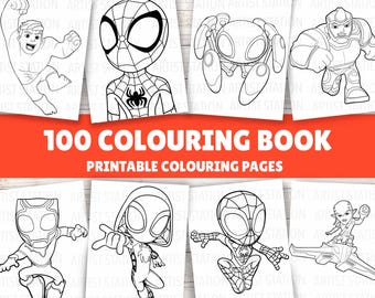 Superhero Colouring Book | 100 Sheets | Kids Colouring Activity | Kids Colouring pages | Digital Download PDF