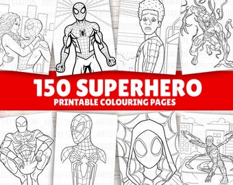 Superhero Spider Colouring Book | 150 Sheets | Kids Colouring Activity | Kids Colouring pages | Digital Download PDF