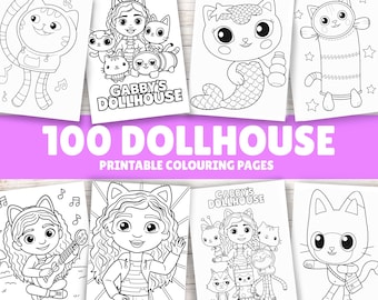 Gabbys Dollhouse Colouring Book | 100 Sheets | Kids Colouring Activity | Kids Colouring pages | Digital Download PDF