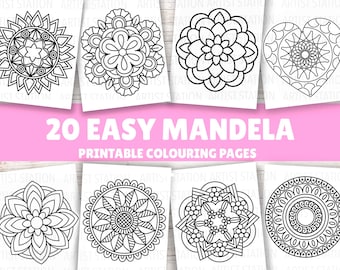 Easy Bold Mandela Colouring Pages | 20 Sheets | Colouring Book | Kids Colouring pages | Digital Download PDF