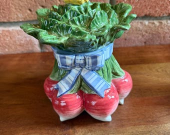 Vintage Fitz & Floyd Ceramic Radishes Squash Canister Cookie Jar