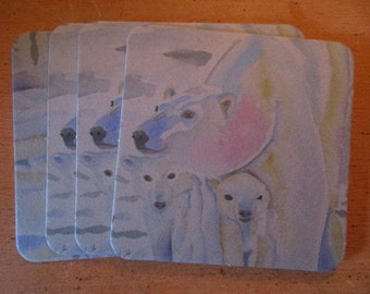 Polar Bear art coasters original art