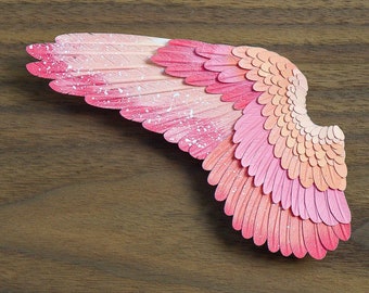 OOAK "Sherbet" Cut-Paper Wing Sculpture in Shadowbox
