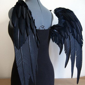 RESERVED Sentinel Handmade Black Angel Costume Wings 24H x 30W image 2