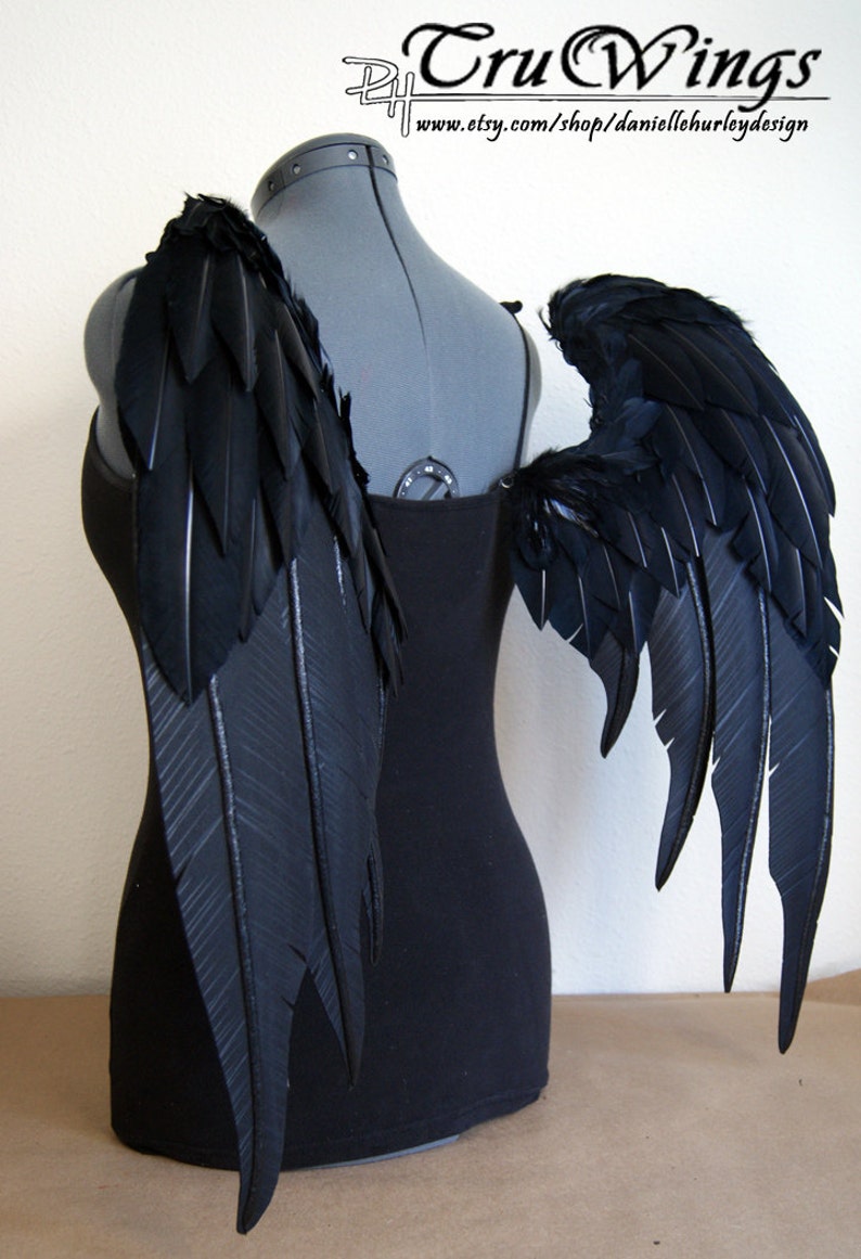 RESERVED Sentinel Handmade Black Angel Costume Wings 24H x 30W image 2
