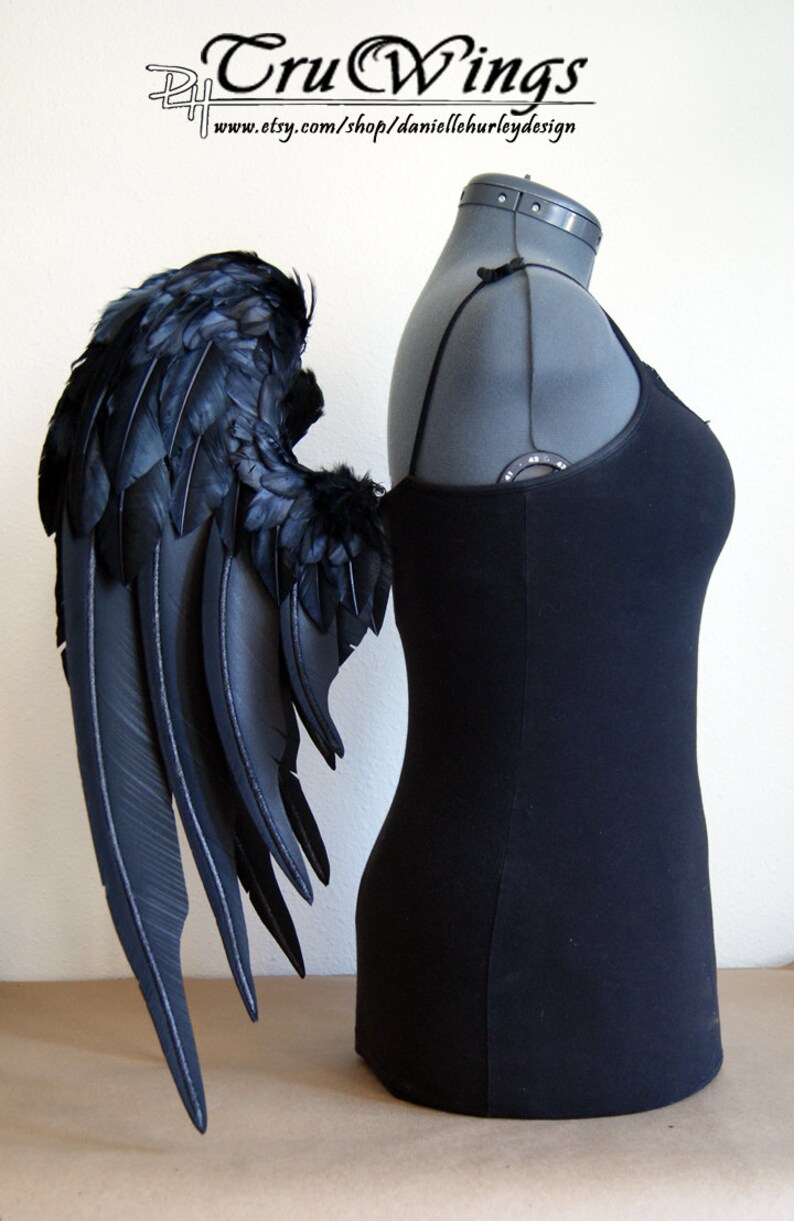 RESERVED Sentinel Handmade Black Angel Costume Wings 24H x 30W image 3