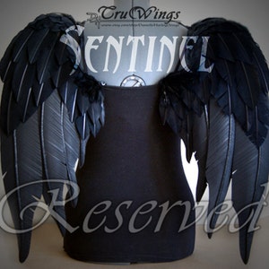 RESERVED Sentinel Handmade Black Angel Costume Wings 24H x 30W image 1