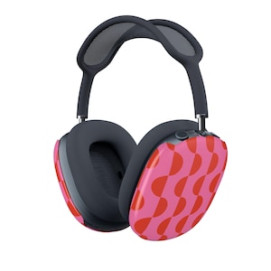 Funda para AirPods Max con diseño retro rosa y rojo ondulado