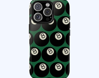 Mobilskal med 8-bollars biljardmotiv: Mönster med vintage-motiv för iPhone, Samsung Galaxy
