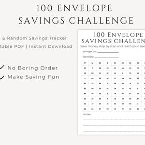 Random 100 Envelope Savings Challenge Printable | Fun Money Saving Challenge | Budget Tracker PDF | Instant Download