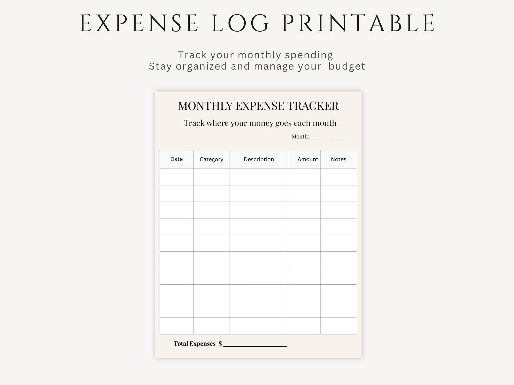 Expense Log Printable, Expense Tracker Log, Daily Expense Log Sheet ...