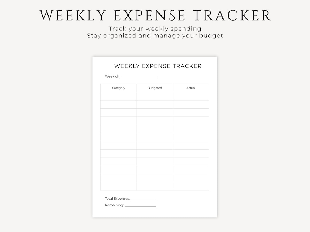 Weekly Expense Tracker Printable, Weekly Spending Tracker, Expense Log ...