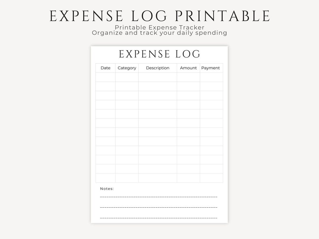 Expense Log Printable, Expense Tracker Log, Daily Expense Log Sheet ...