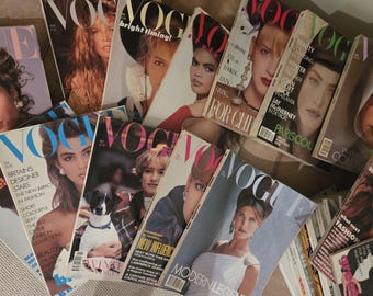 Vintage Vogue Magazine Collection 1985-1995 – British Fashion History Issues, collectable editions, Birthday Year Gifts.