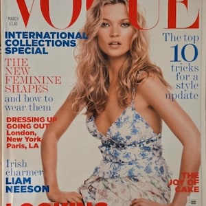 Kate Moss, supermodella britannica di Vintage Vogue, marzo 2005, fotografata da Patrick Demarchelier.