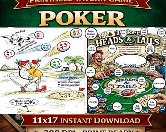 Desafío de golf de 9 hoyos y póker: cara o cruz - Descarga la versión imprimible