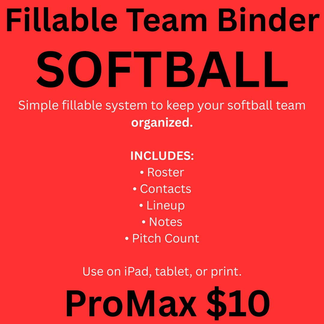 Softball Coaching Binder | Fillable Coaching Forms | Youth Softball ...