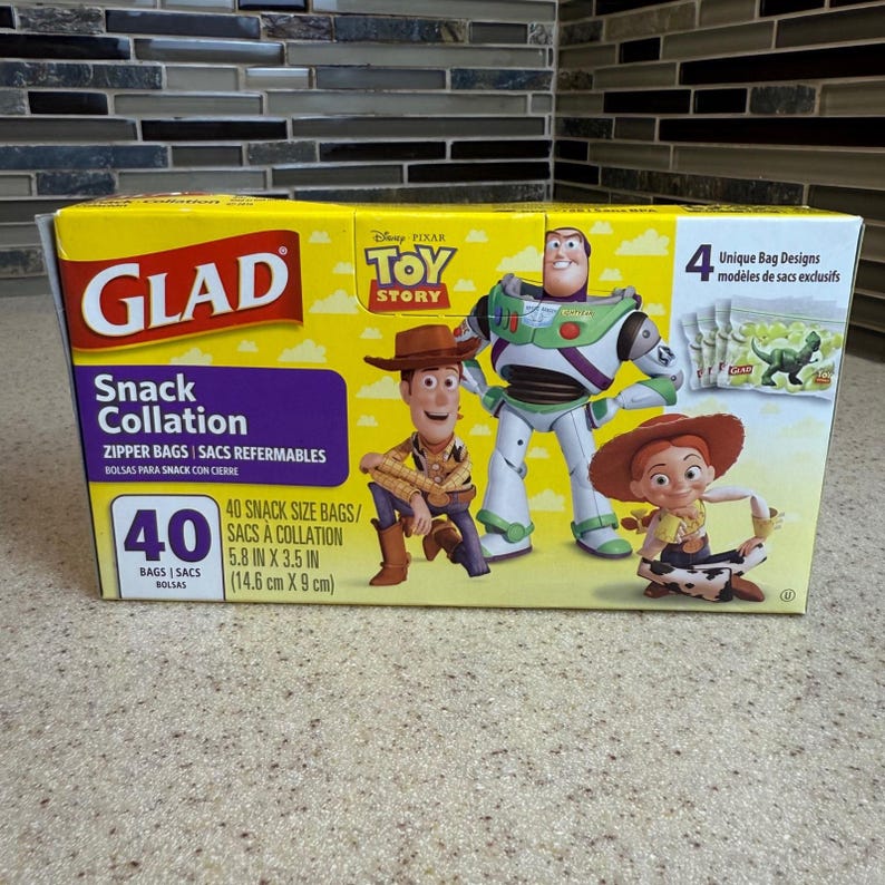 NEW Glad Disney Pixar Toy Story Snack Zipper Bags 40 Count Buzz Woody Jessie Rex image 2