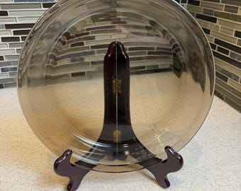 VTG Pyrex Fireside Smoked Amber Glass 9" Pie Plate Baking Dish Corning 209 USA