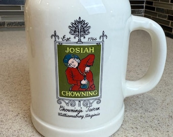 VTG Josiah Chowning's Tavern Beer Stein Colonial Williamsburg 0.5L Stoneware USA