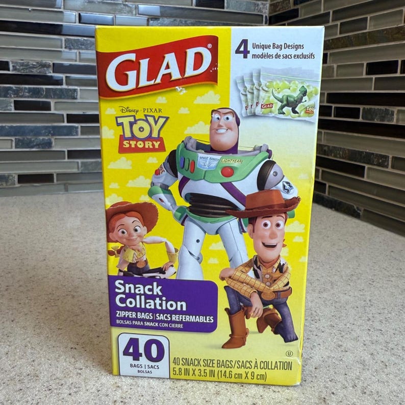 NEW Glad Disney Pixar Toy Story Snack Zipper Bags 40 Count Buzz Woody Jessie Rex image 1