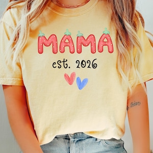 Personalized Mama Strawberry Shirt, Custom Year Heart Tee, Mother's Day Gift
